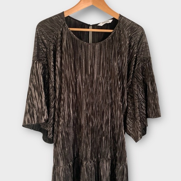 Smash + Tess Tasia Jumpsuit Metallic Black Silver Wide Leg - Picture 4 of 9